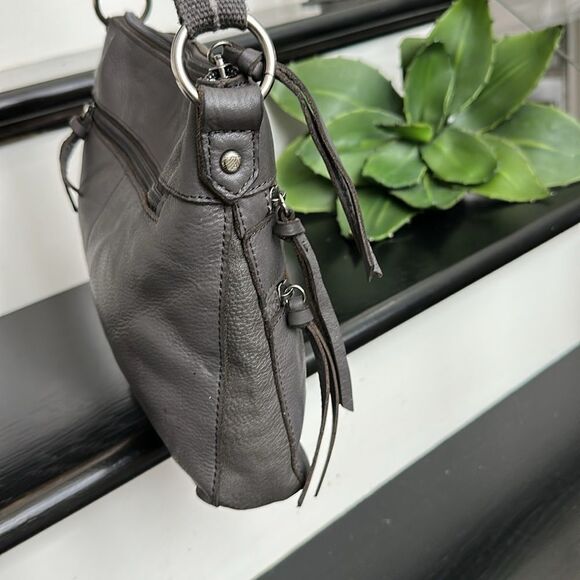 Gray Leather Crossbody Bag - Picture 2 of 9
